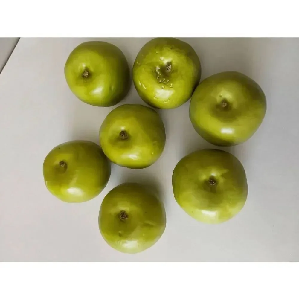 Faux Green Apples Lot of 7 Artificial Fake w/stems
